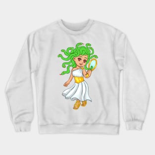 Chibi medusa holding a mirror Crewneck Sweatshirt